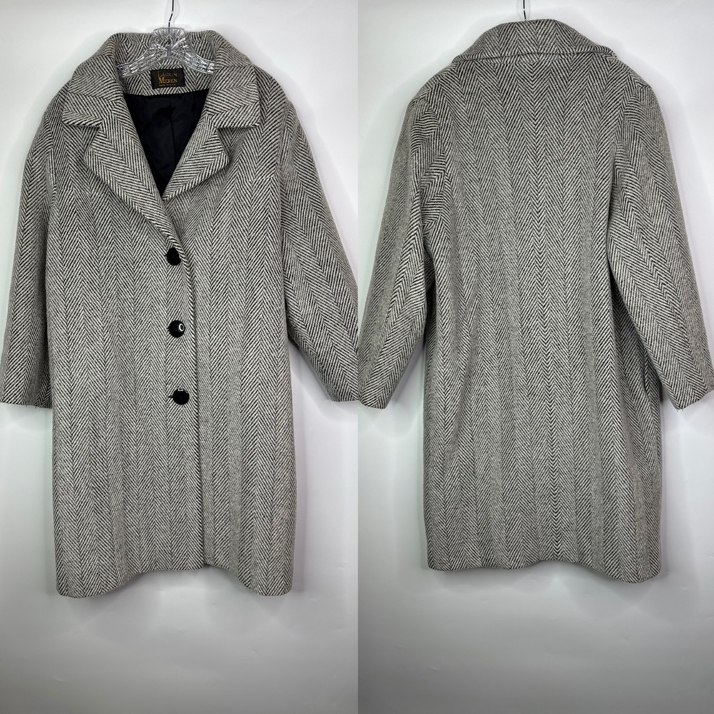 Lauren Meren Wool Mohair Herringbone Pea Coat Size 16